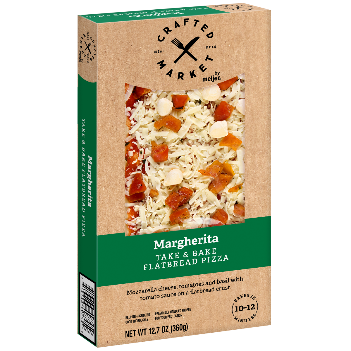 slide 5 of 5, Crafted Market by Meijer Margherita Flatbread Pizza, 12.7 oz, 12.9 oz
