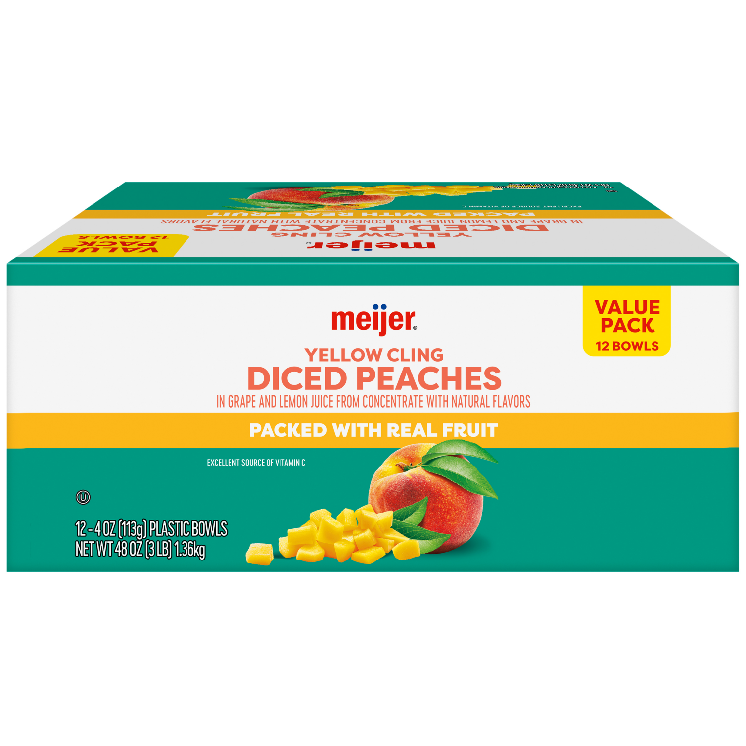 slide 2 of 5, Meijer Diced Peaches In Fruit Juice, 12 ct; 4 oz
