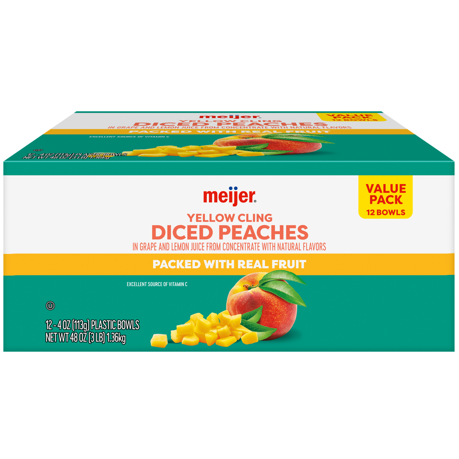 slide 3 of 5, Meijer Diced Peaches In Fruit Juice, 12 ct; 4 oz