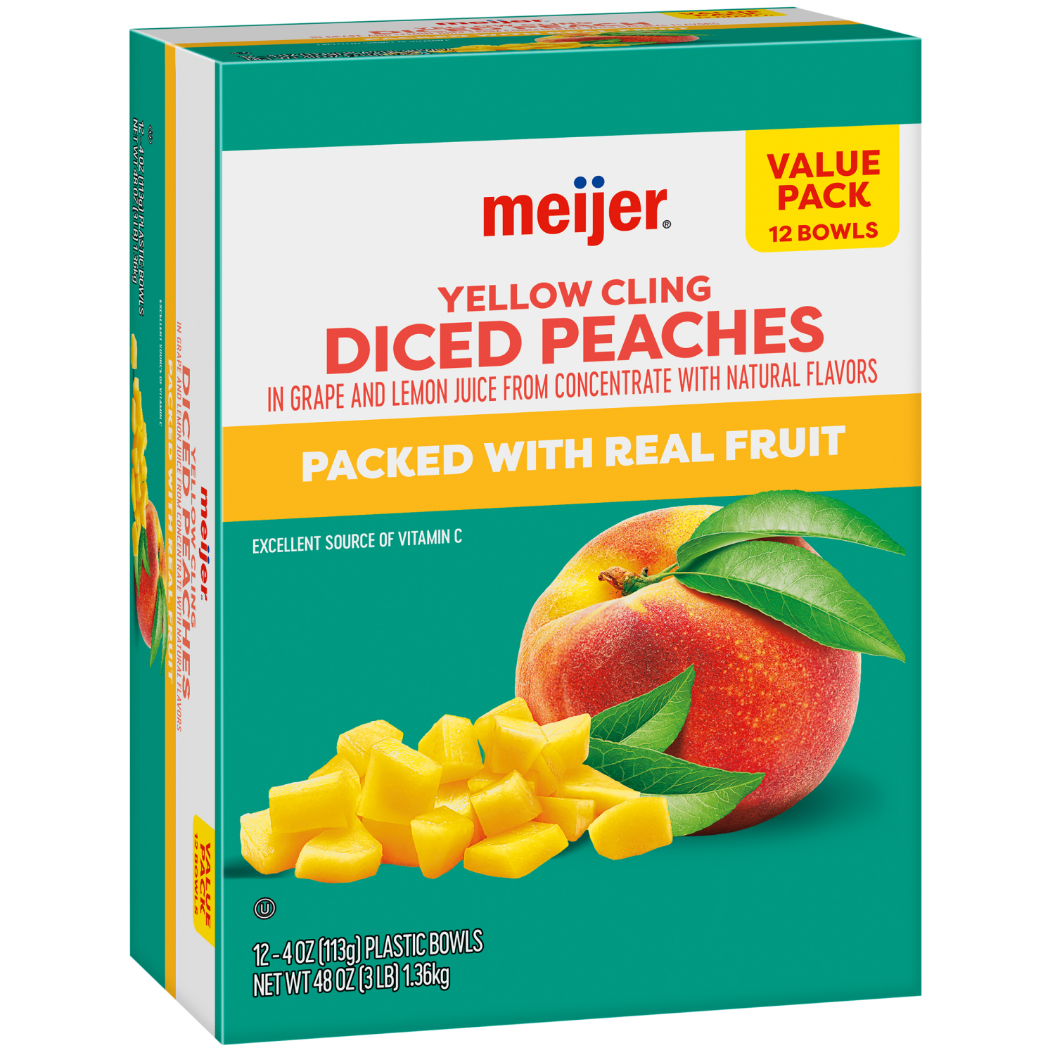 slide 4 of 5, Meijer Diced Peaches In Fruit Juice, 12 ct; 4 oz
