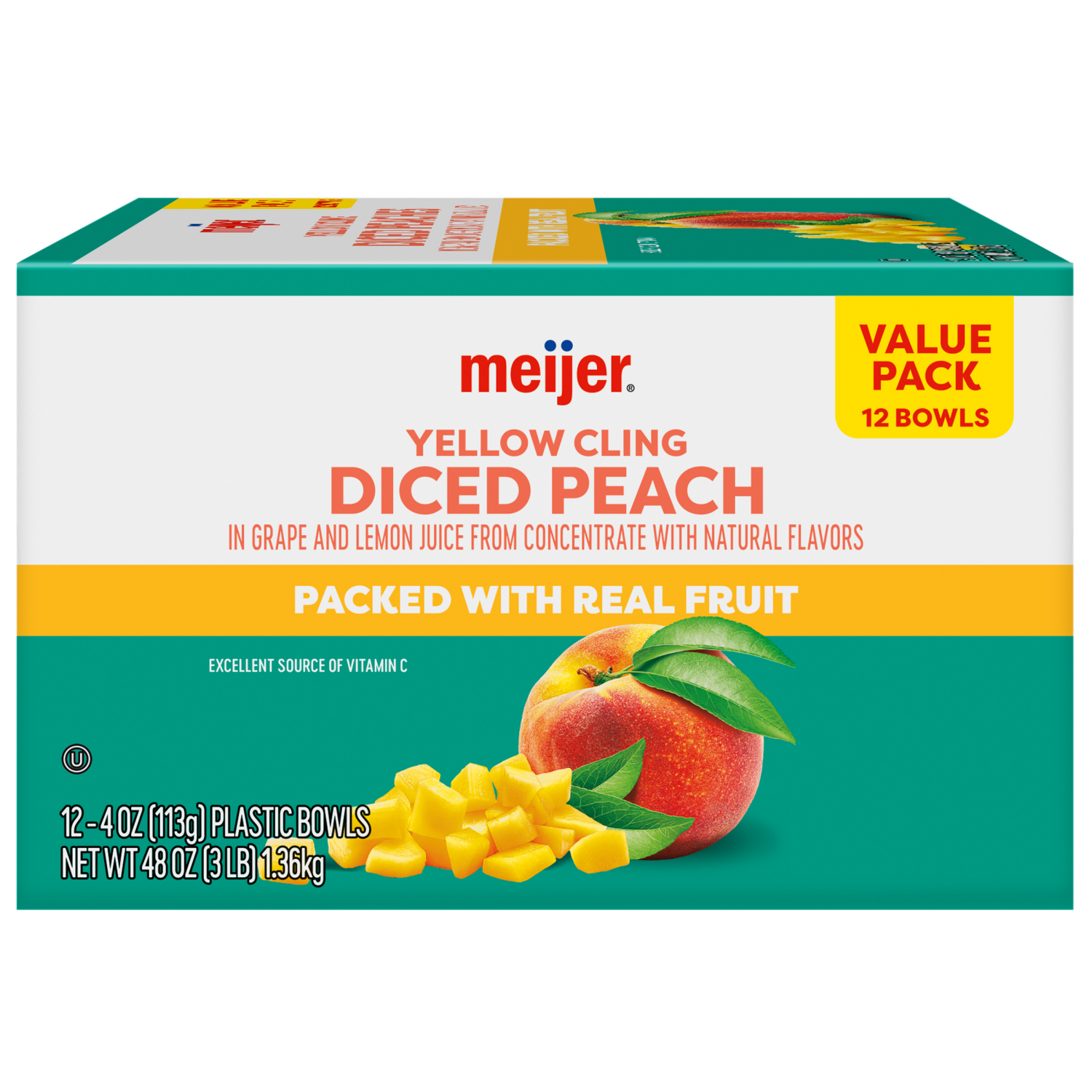 slide 5 of 5, Meijer Diced Peaches In Fruit Juice, 12 ct; 4 oz