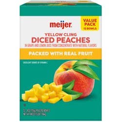 Value Pk, Yellow Cling Diced Peaches In Grape And Lemon Juice, 48 Oz, 12 Pk