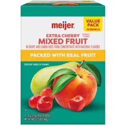 Meijer Extra Cherry Flavored Mixed Fruit Bowls, 48 Oz, 12 Ct