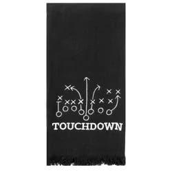 ESSENTIAL M M Essentials Game Play Embroidered Print Dual Kitchen Towel with Fringe, 16 in x 26 in