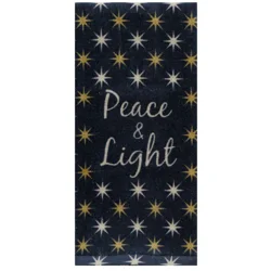 December Home White Peace Light Stars Digital Print Velour Kitchen Towel, 16 In X 25 In