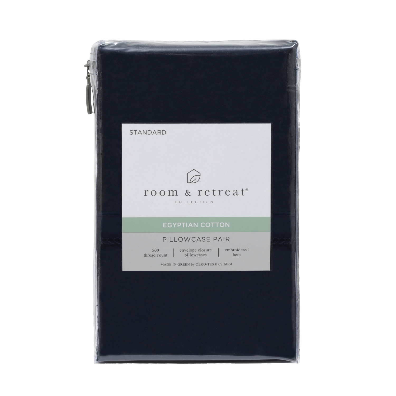 slide 1 of 2, ROOM & RETREAT H PLWCASE 500TC Egyptian navy Std, standard