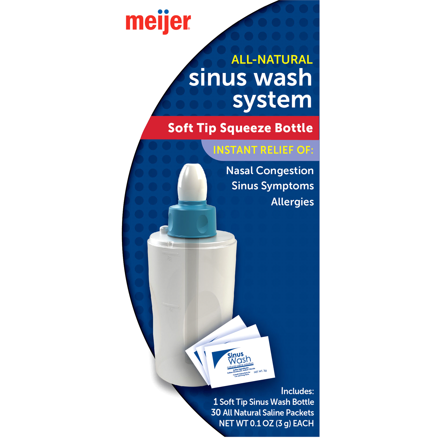 slide 2 of 4, Meijer Sinus Wash System with Soft Tip Squeeze Bottle, 1 Kit, 1 ct