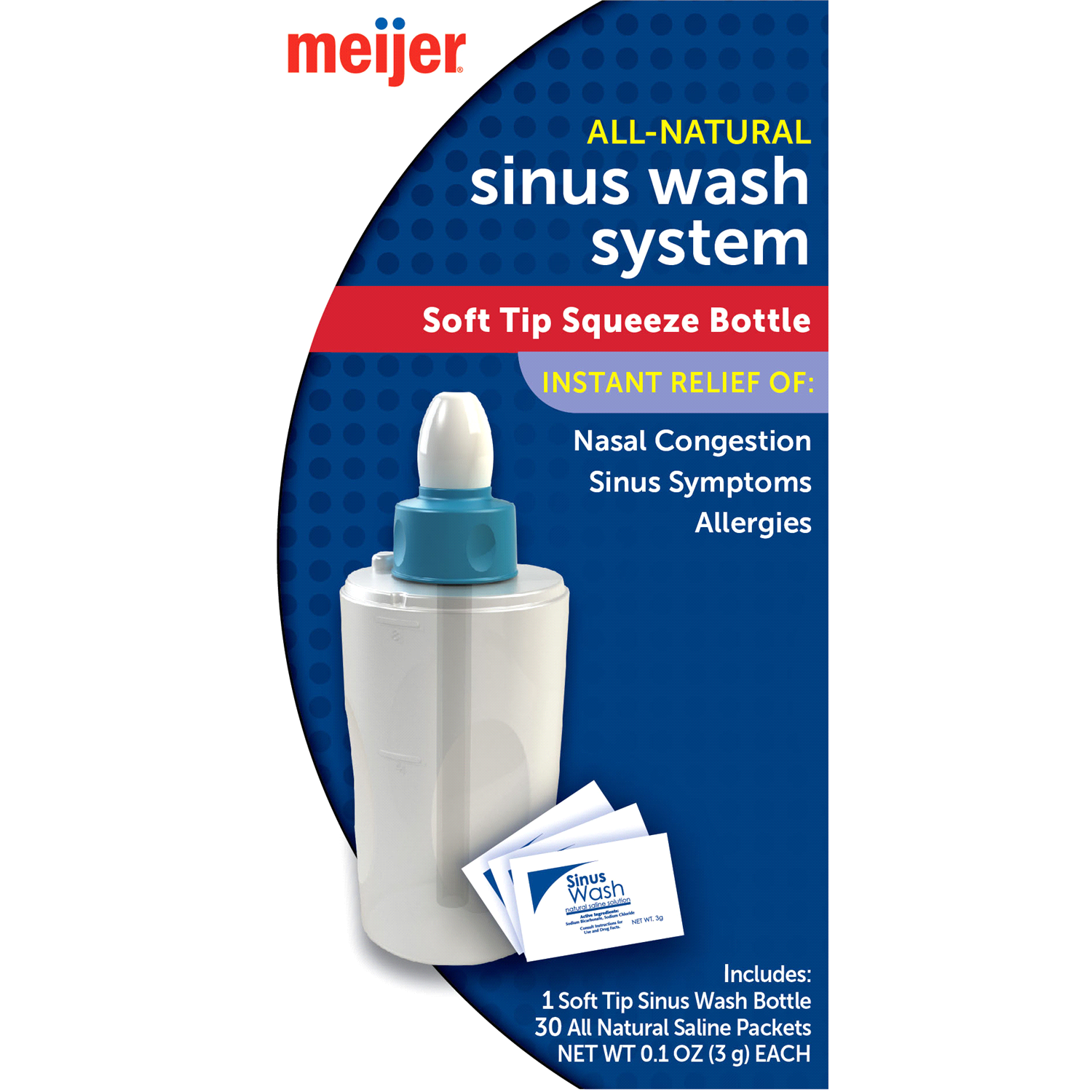 slide 1 of 4, Meijer Sinus Wash System with Soft Tip Squeeze Bottle, 1 Kit, 1 ct
