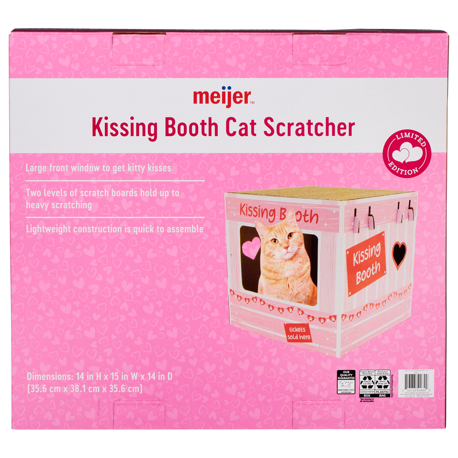 slide 2 of 2, Meijer Cat Scratcher Kissing Booth, Pink, XS
