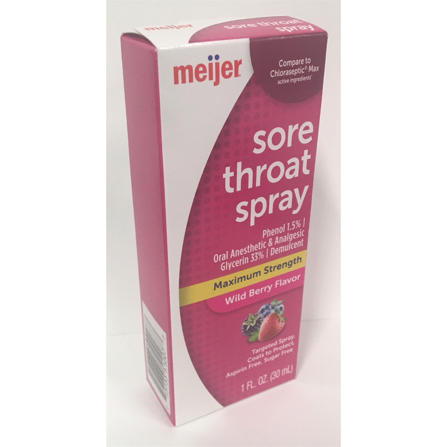 slide 2 of 3, Meijer Maximum Strength Sore Throat Spray Wild Berry Flavor, 1 oz