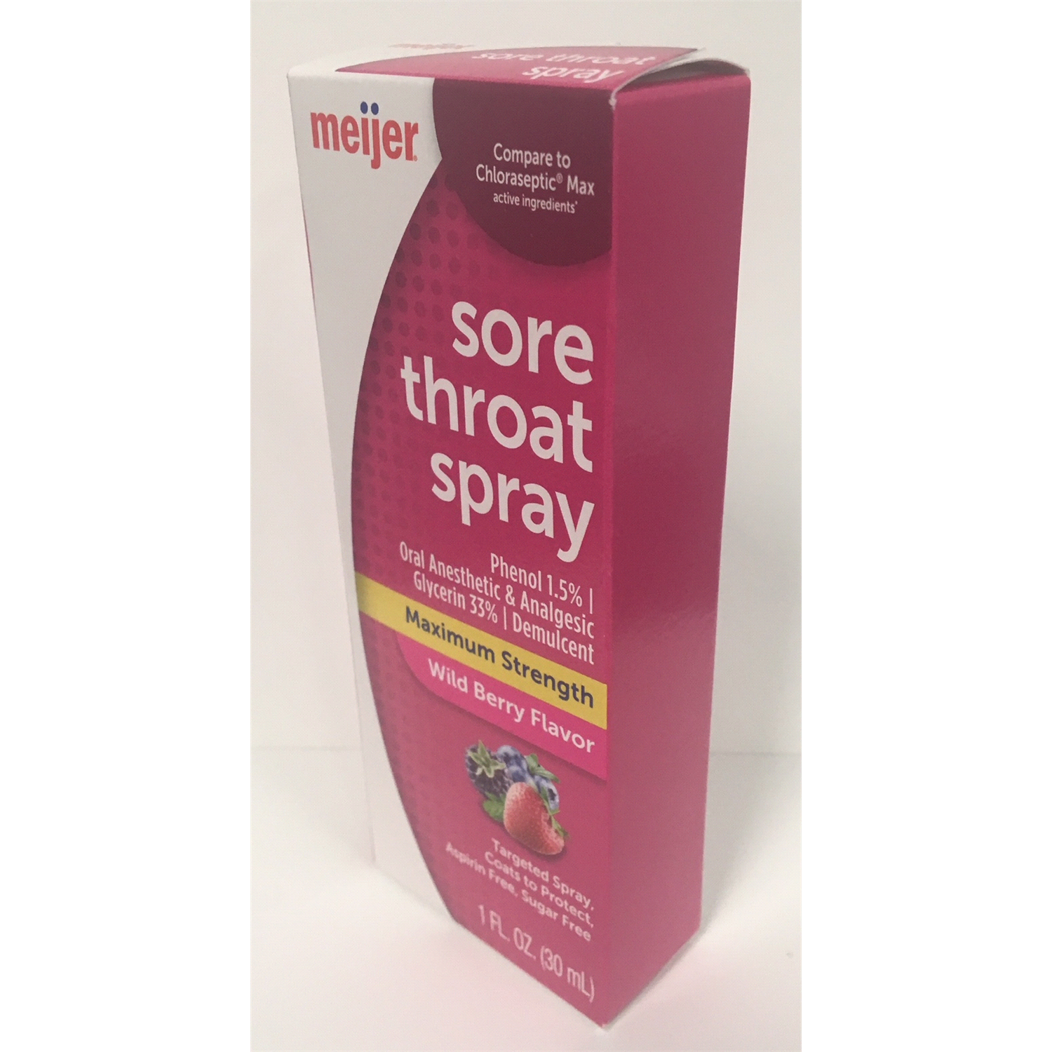 slide 3 of 3, Meijer Maximum Strength Sore Throat Spray Wild Berry Flavor, 1 oz