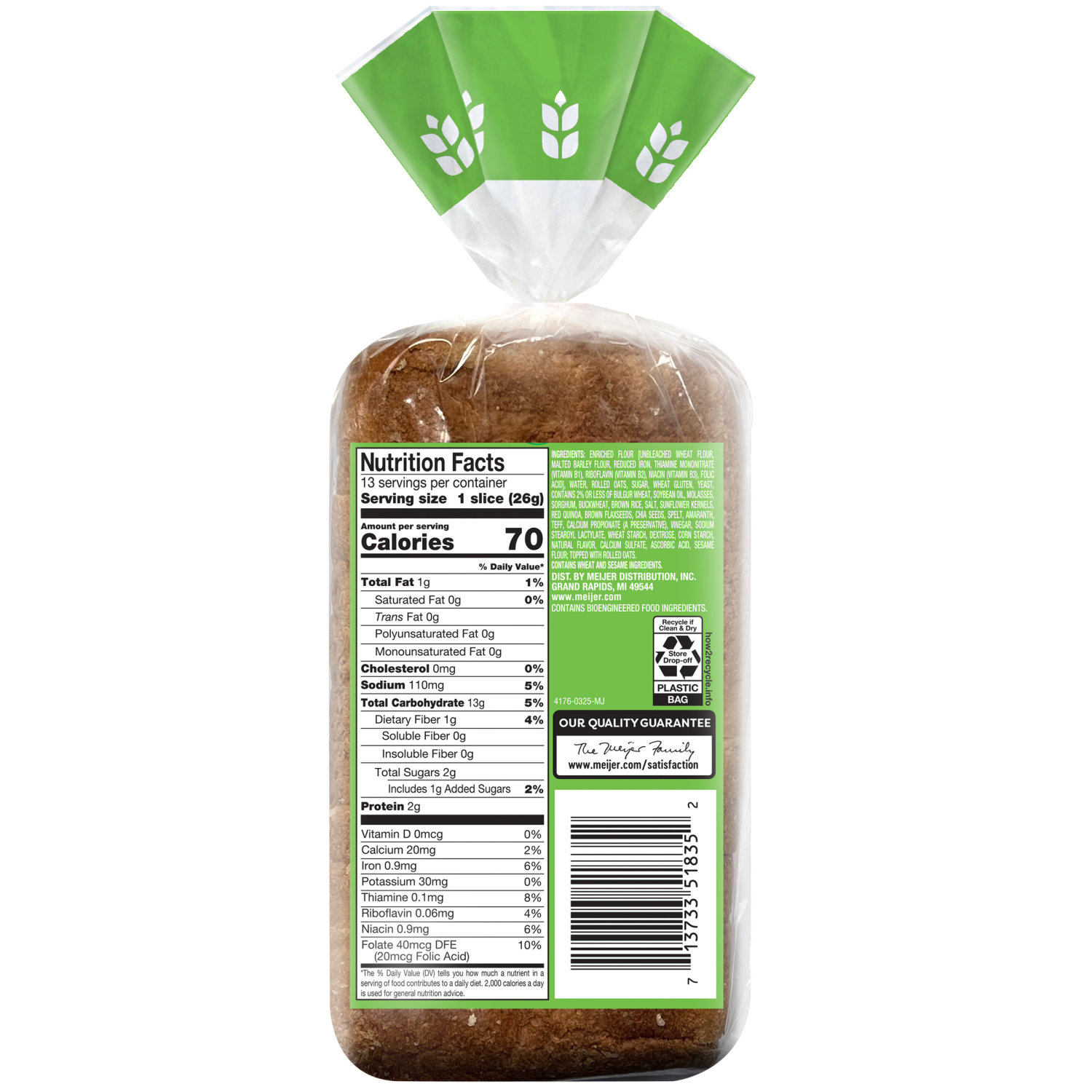 slide 2 of 8, Meijer Hearty Oat 1/2 Loaf, 12 oz