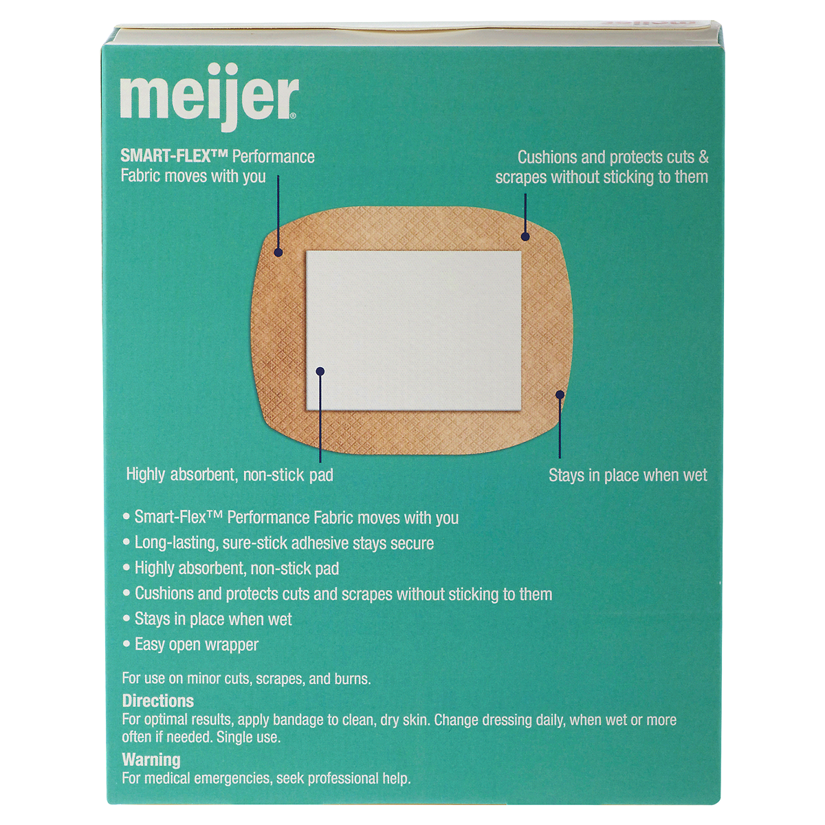 slide 4 of 4, Meijer Smart-Flex Adhesive Extra Large Bandages, 7 ct