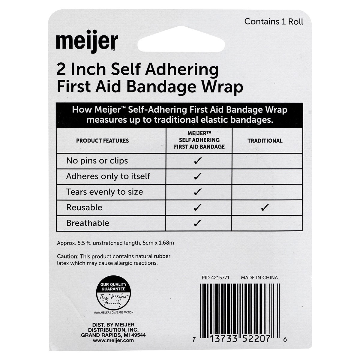 slide 2 of 2, Meijer Self Adhering First Aid Bandage Wrap, 2 in, 1 ct
