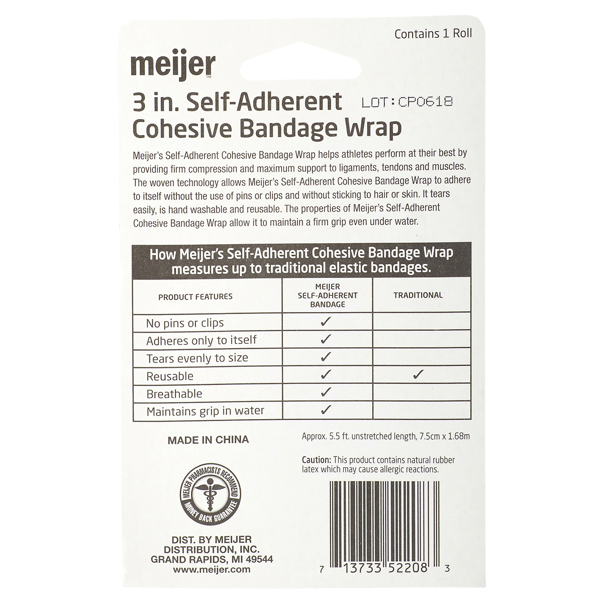 slide 2 of 2, Meijer Self Adherent Bandage Wrap, 1 ct