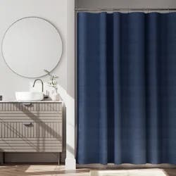 Room & Retreat Farndale Fabric Embossed Shower Curtain, 70 in x 72 in, Blue