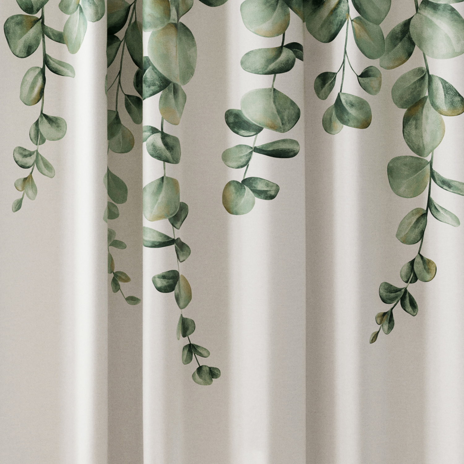 slide 2 of 5, Room & Retreat Spring Vine Fabric Shower Curtain, 70 in x 72 in, Green, 70 in