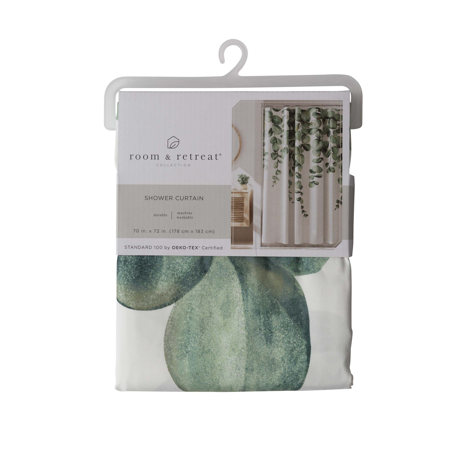 slide 3 of 5, Room & Retreat Spring Vine Fabric Shower Curtain, 70 in x 72 in, Green, 70 in