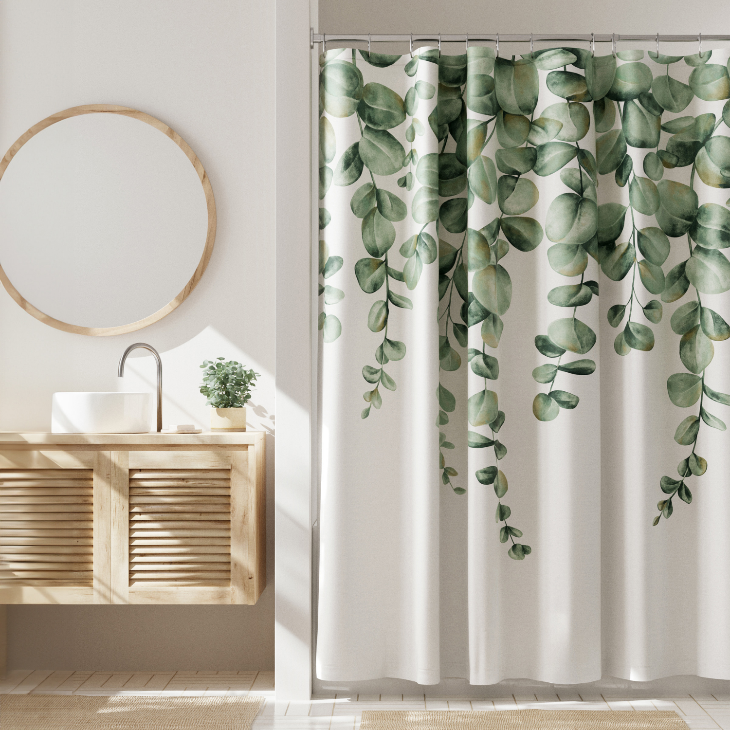 slide 1 of 5, Room & Retreat Spring Vine Fabric Shower Curtain, 70 in x 72 in, Green, 70 in