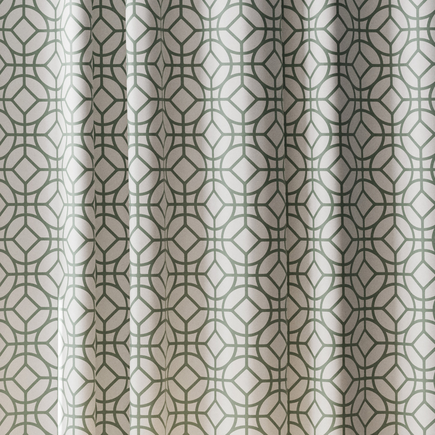 slide 4 of 4, Room & Retreat Quinn Fabric Shower Curtain, Geometric Print, 70 in x 72 in, Sage Green, 70 in
