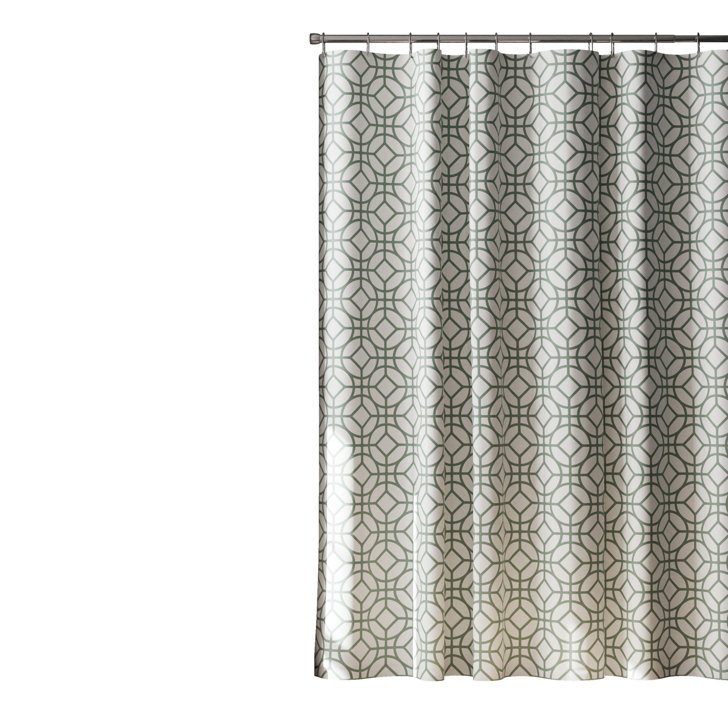 slide 3 of 4, Room & Retreat Quinn Fabric Shower Curtain, Geometric Print, 70 in x 72 in, Sage Green, 70 in