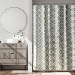 Room & Retreat Quinn Fabric Shower Curtain, Geometric Print, 70 in x 72 in, Sage Green