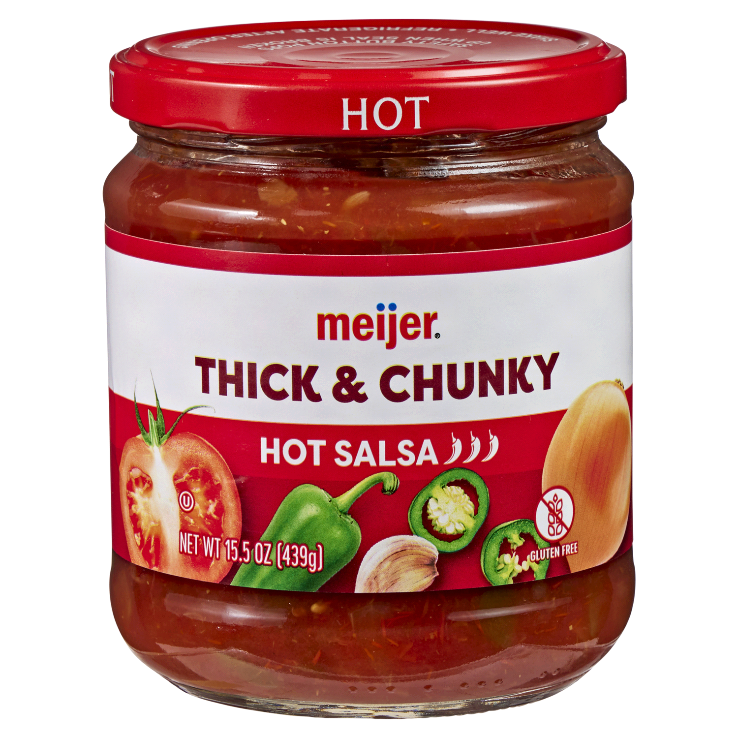 slide 1 of 5, Meijer Hot Thick & Chunky Salsa, 15.5 Oz, 15.5 oz