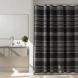 Room & Retreat Gila Fabric Shower Curtain, 70 in x 72 in, Black