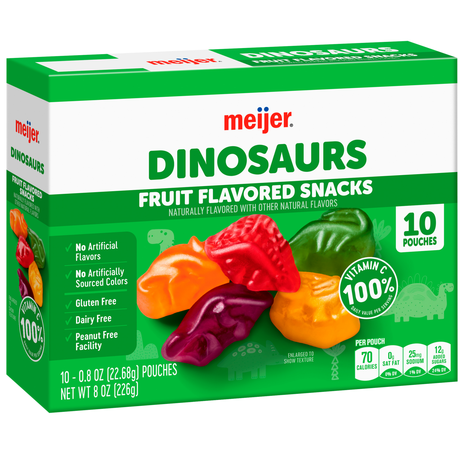 slide 4 of 5, Meijer Dinosaur Fruit Flavored Snacks, 10 ct