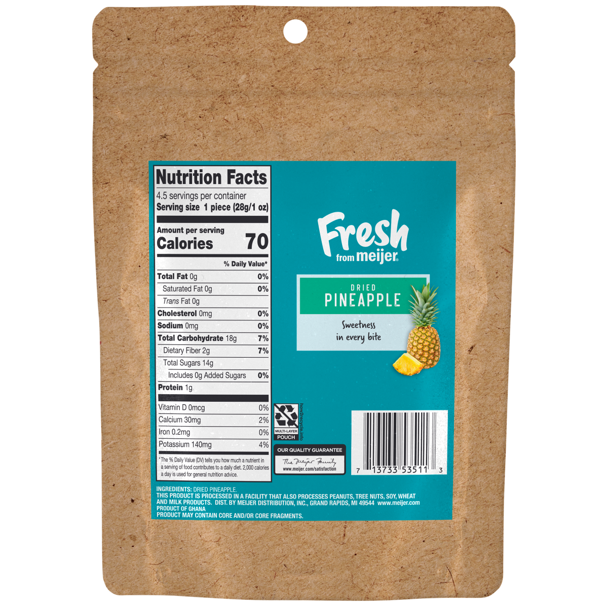 slide 2 of 2, Fresh from Meijer Dried Pineapple, 4.5 oz