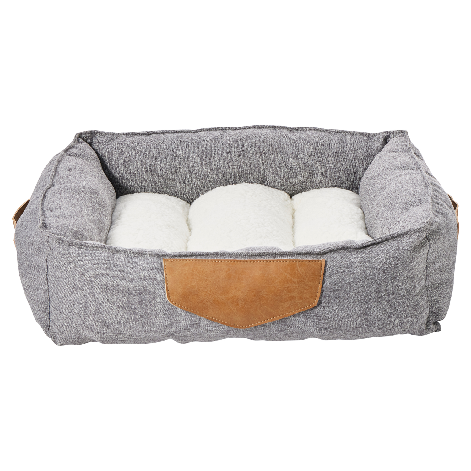 slide 4 of 6, Meijer Gray Pieced Cuddler Bed, 1 ct