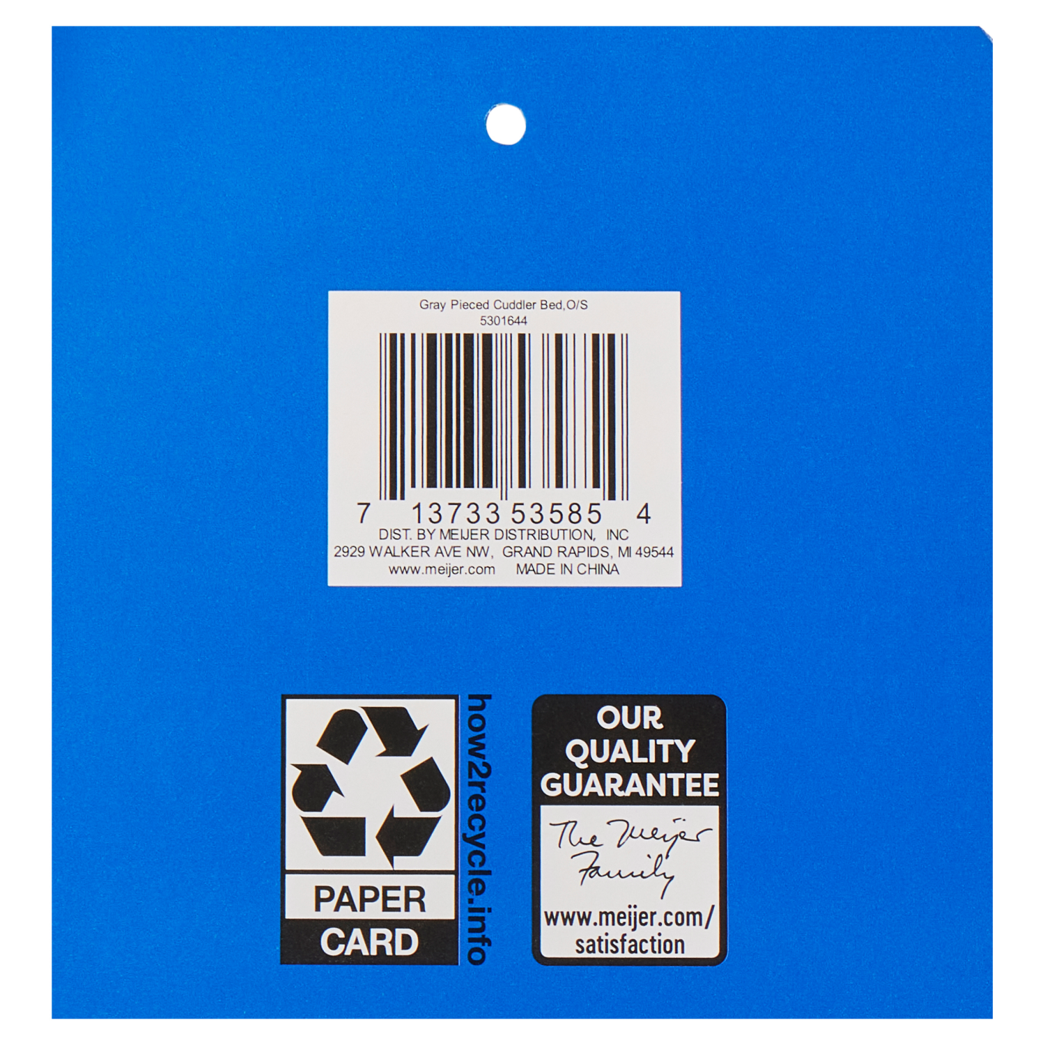 slide 3 of 6, Meijer Gray Pieced Cuddler Bed, 1 ct