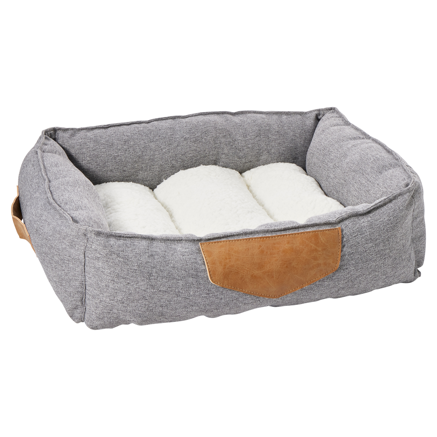 slide 5 of 6, Meijer Gray Pieced Cuddler Bed, 1 ct