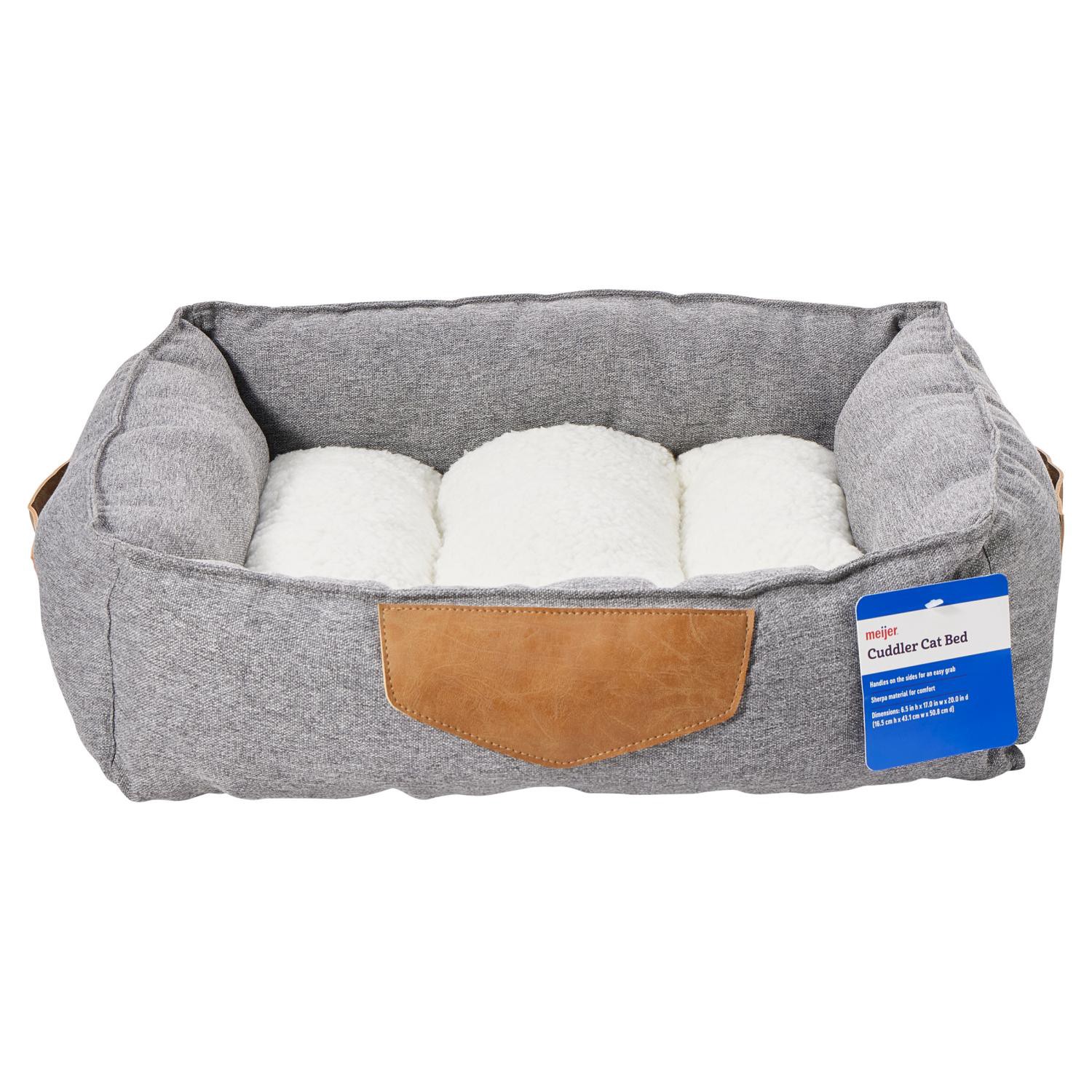 slide 1 of 6, Meijer Gray Pieced Cuddler Bed, 1 ct