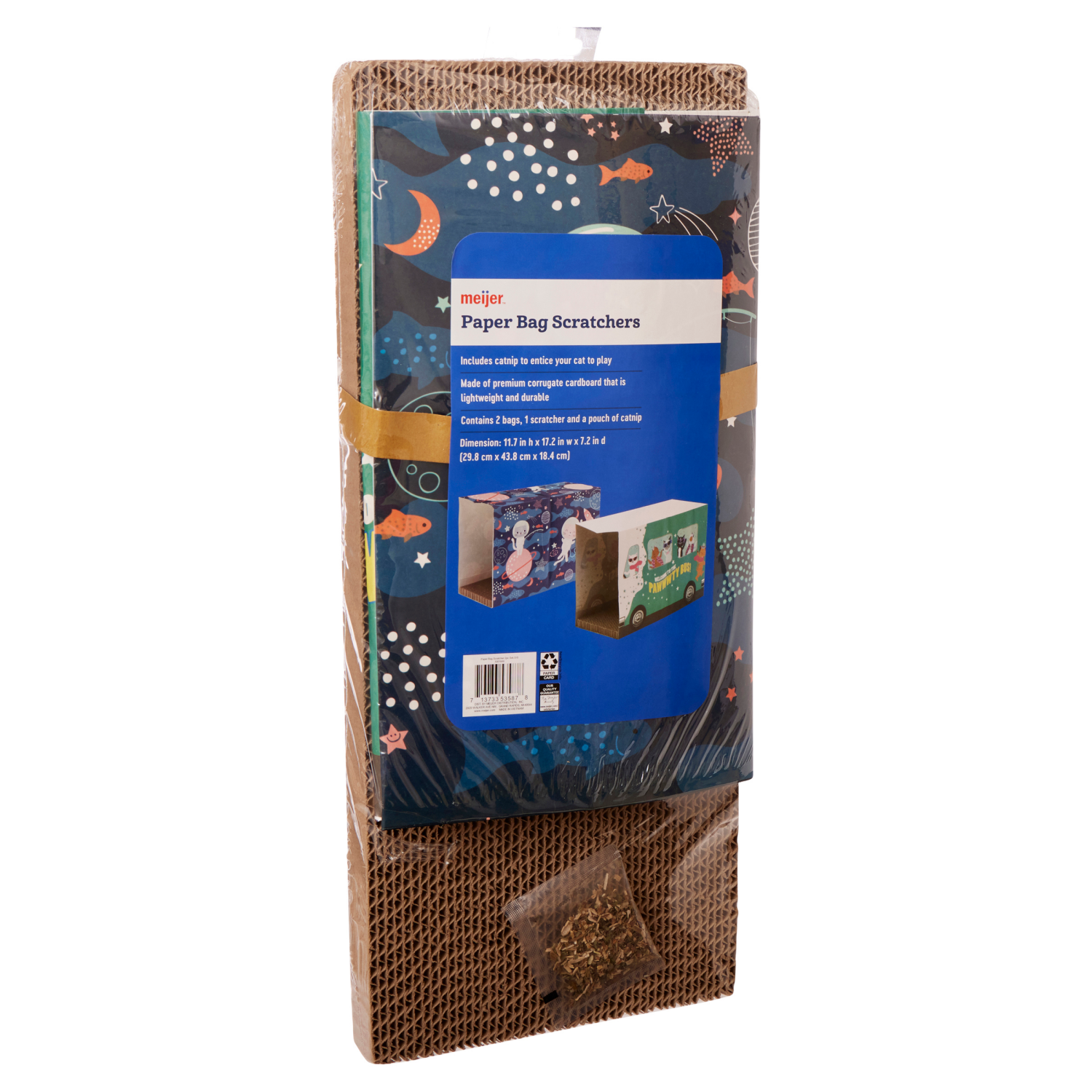 slide 5 of 5, Meijer Blue Space Cat Paper Bag Scratcher, 1 ct