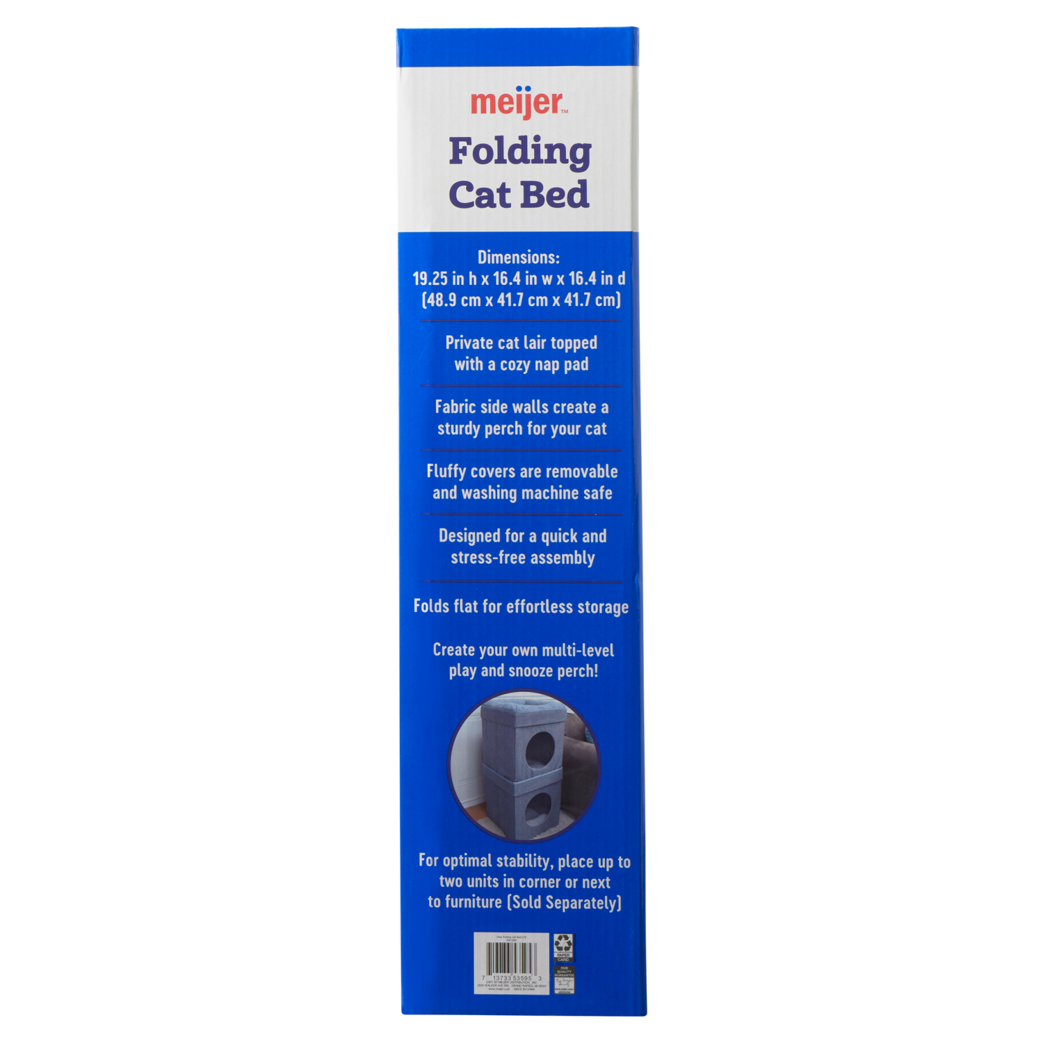slide 3 of 4, Meijer Gray Folding Cat Bed, 1 ct
