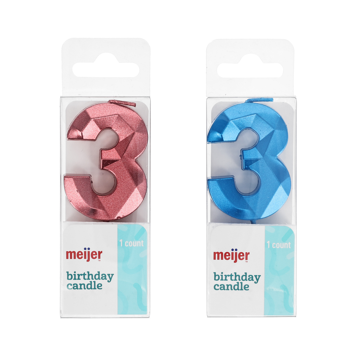 slide 1 of 2, Meijer Birthday Candle, Number 3, 1 ct