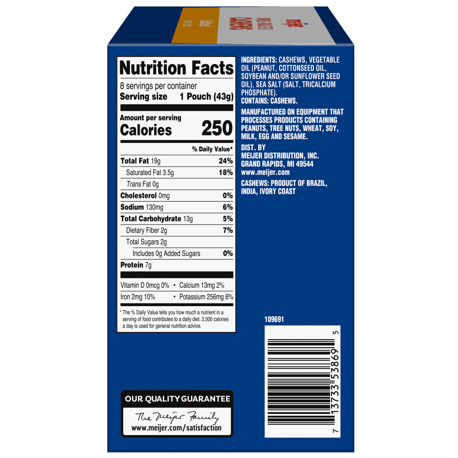 slide 5 of 8, Meijer Roasted & Salted Cashews Multipack, 8 ct