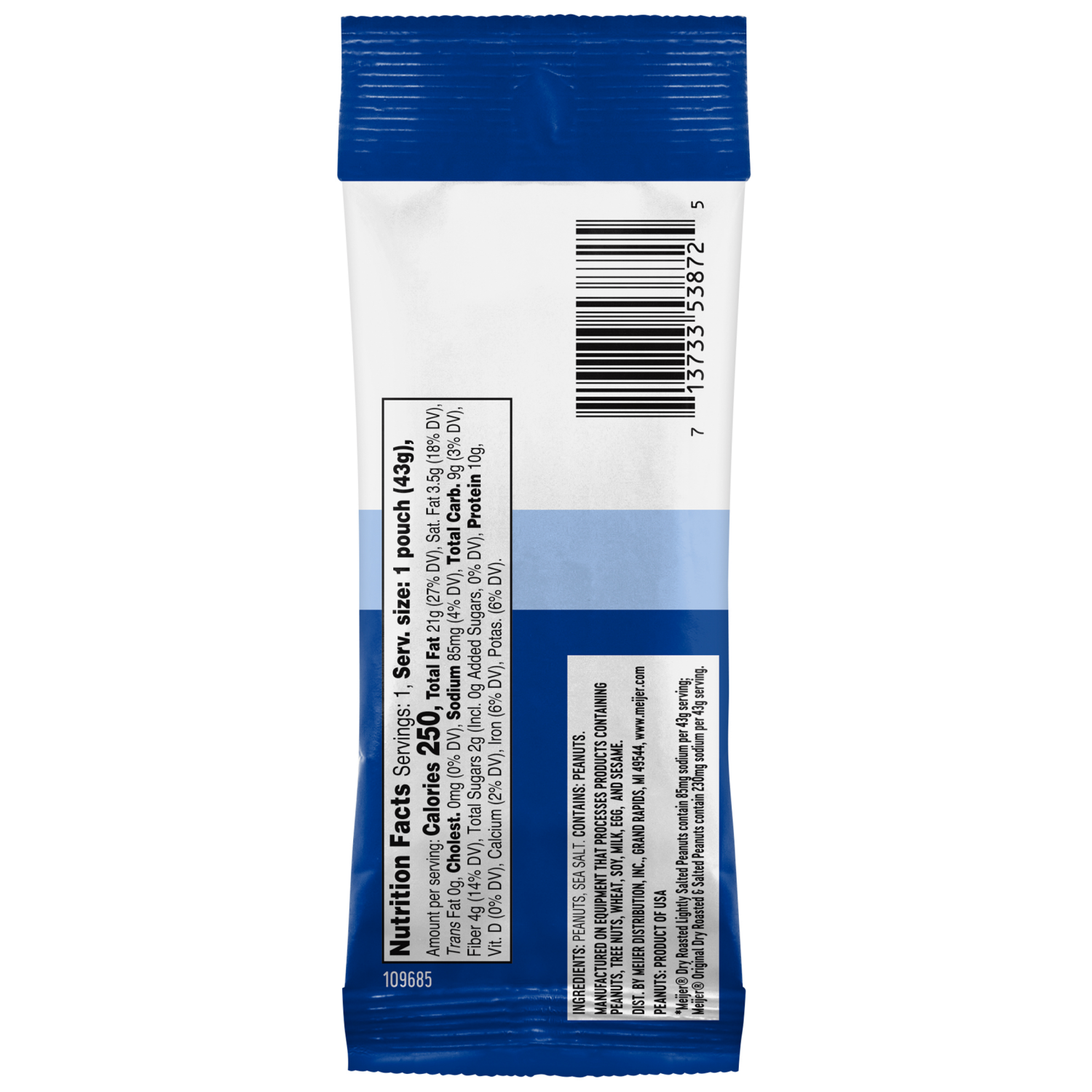 slide 2 of 2, Meijer Roasted & Lightly Salted Peanuts, 1.5 oz