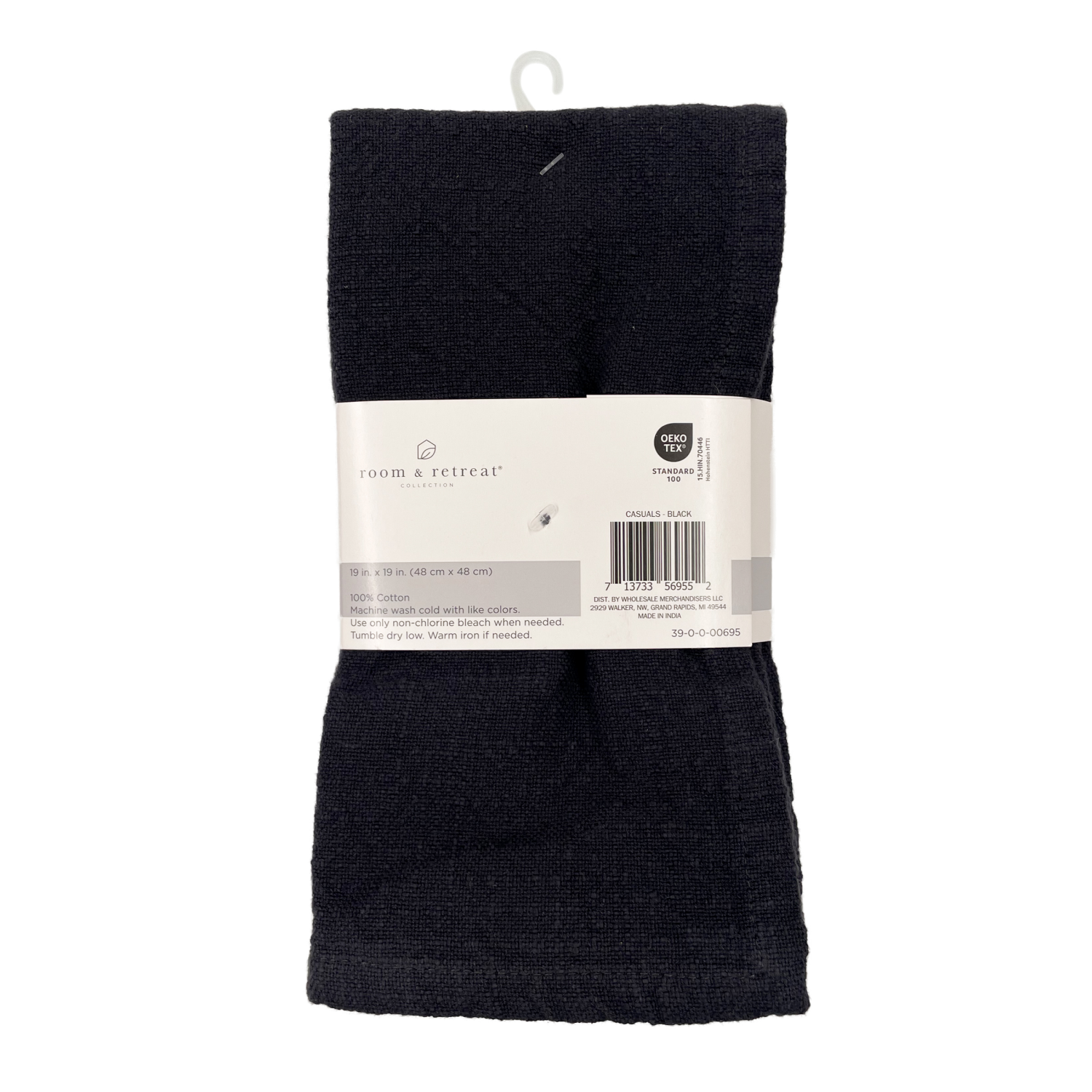 slide 2 of 3, Room & Retreat Napkin Black, 4 ct