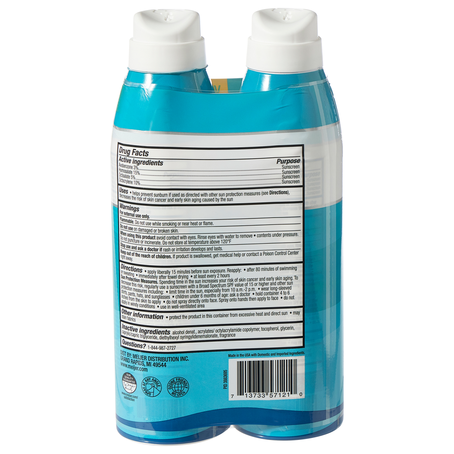 slide 2 of 3, MEIJER KIDS SUN SPF50 CONT SPRAY 8OZ 2PK, 2 ct; 8 oz