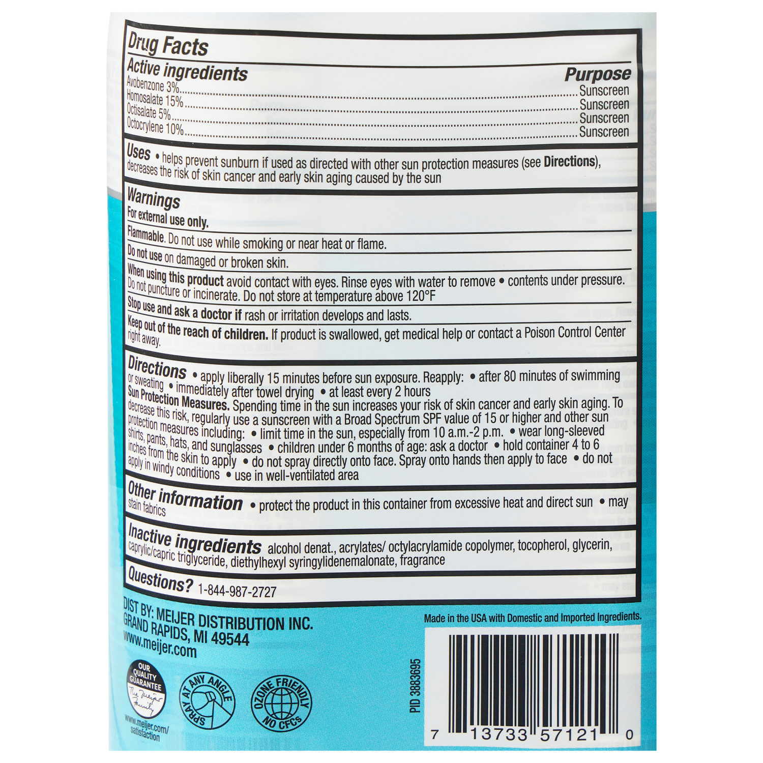 slide 3 of 3, MEIJER KIDS SUN SPF50 CONT SPRAY 8OZ 2PK, 2 ct; 8 oz