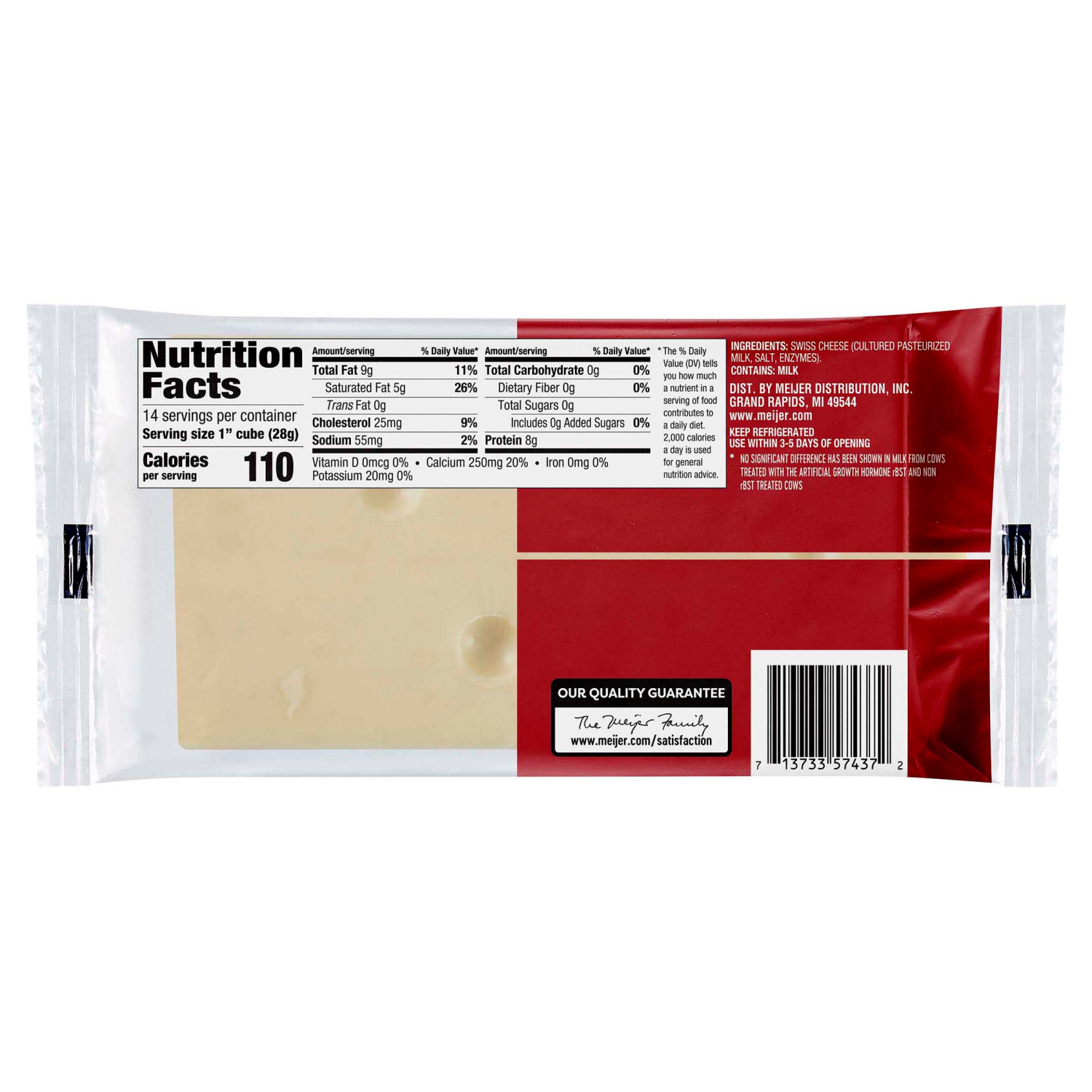 slide 2 of 2, Meijer Chunk Swiss Cheese, 14 oz