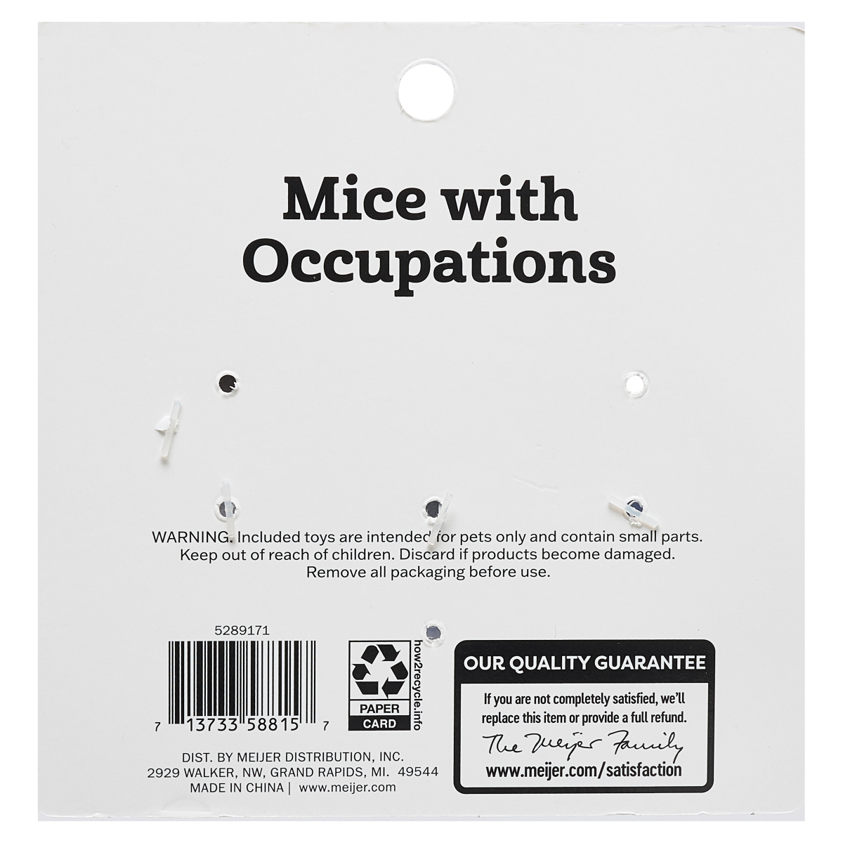 slide 3 of 3, Meijer Cat Toy, Occupation Mice, 3 ct