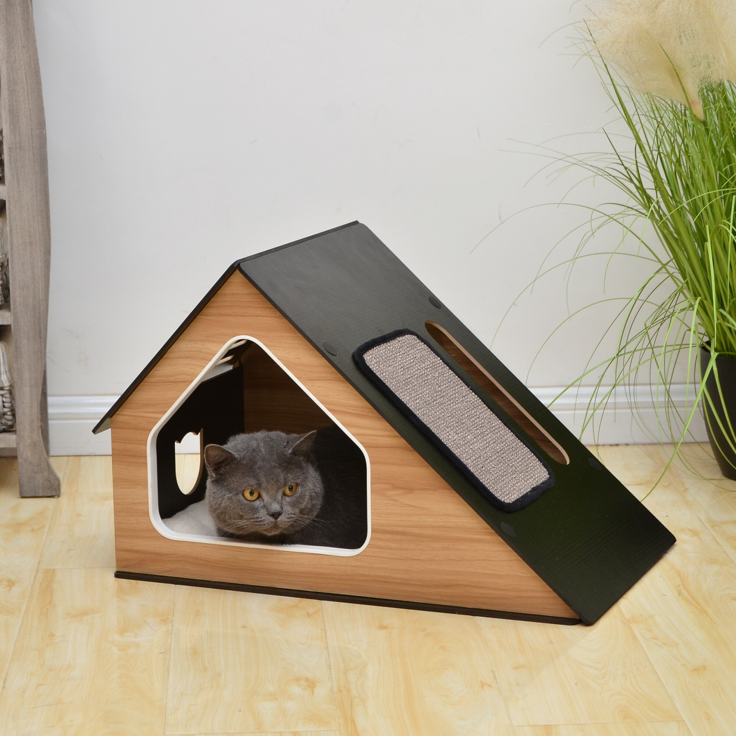 slide 2 of 4, Meijer Modern Cat House with Scratching Pad, 1 ct