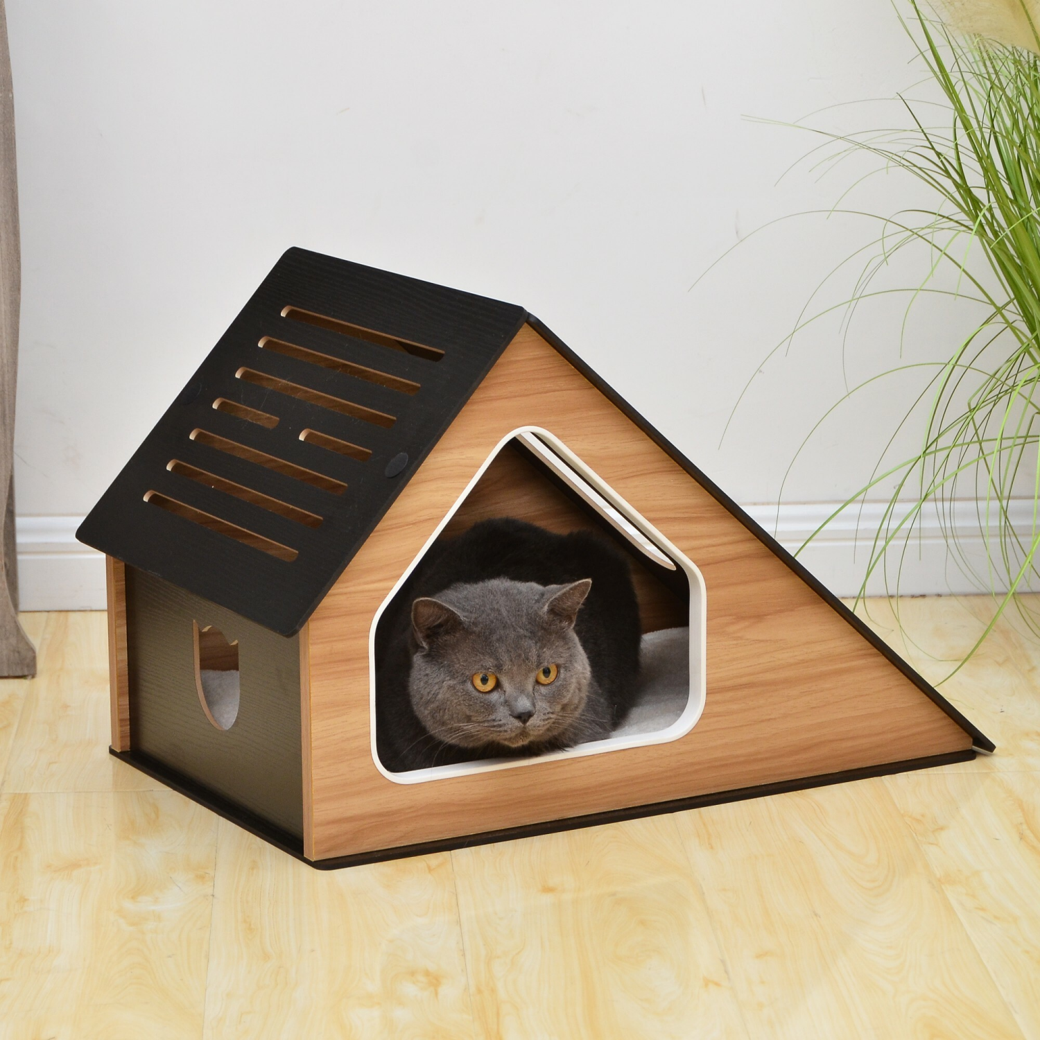 slide 3 of 4, Meijer Modern Cat House with Scratching Pad, 1 ct