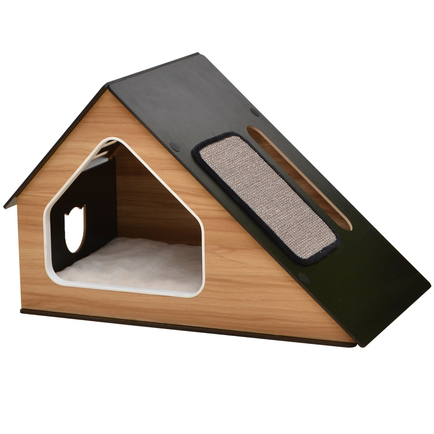 slide 1 of 4, Meijer Modern Cat House with Scratching Pad, 1 ct