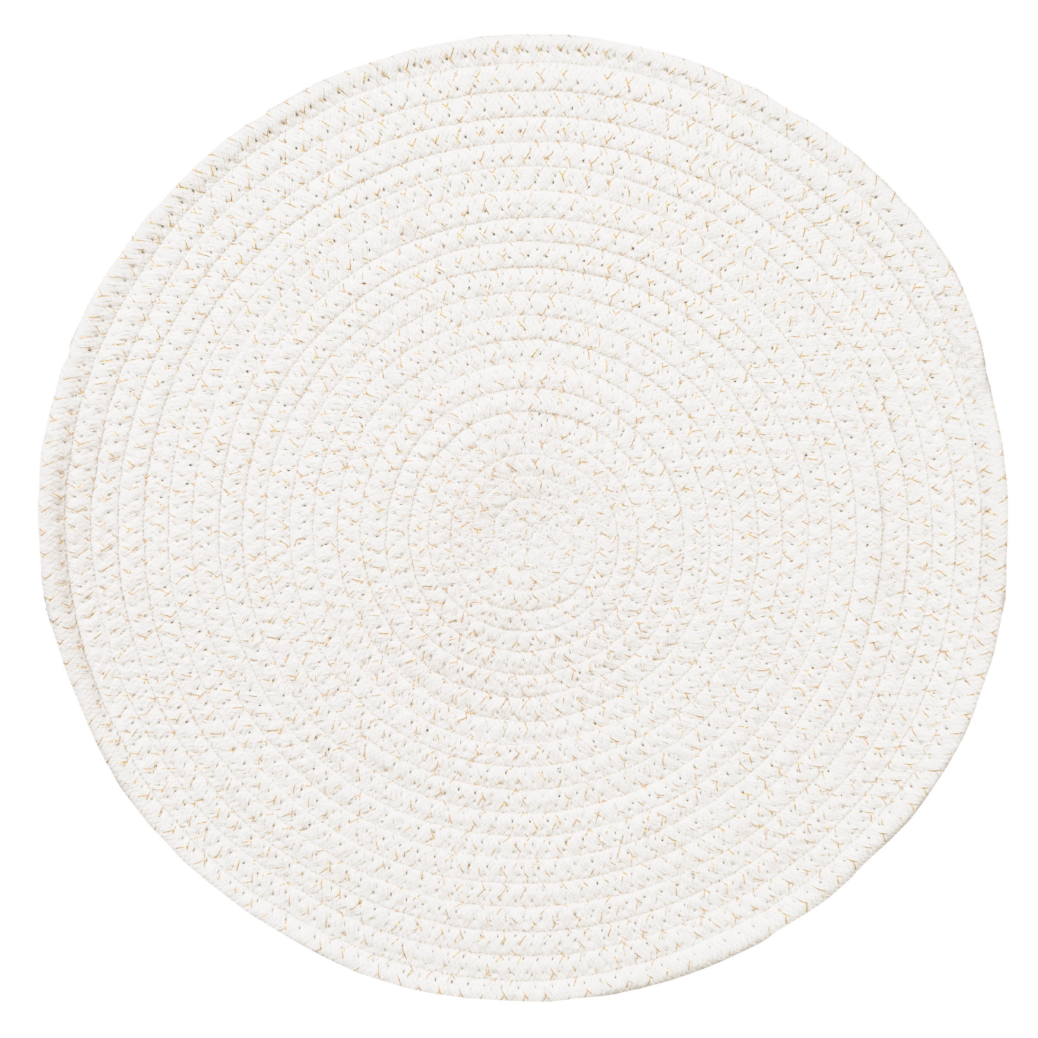 slide 1 of 2, December Home White Natural With Gold Filaments Round Braided Placemats, 15 In, 1 ct