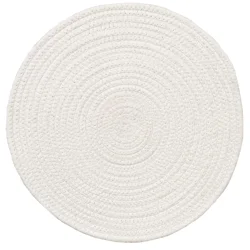 December Home White Chevron Silver Round Braided Placemat, 15 In