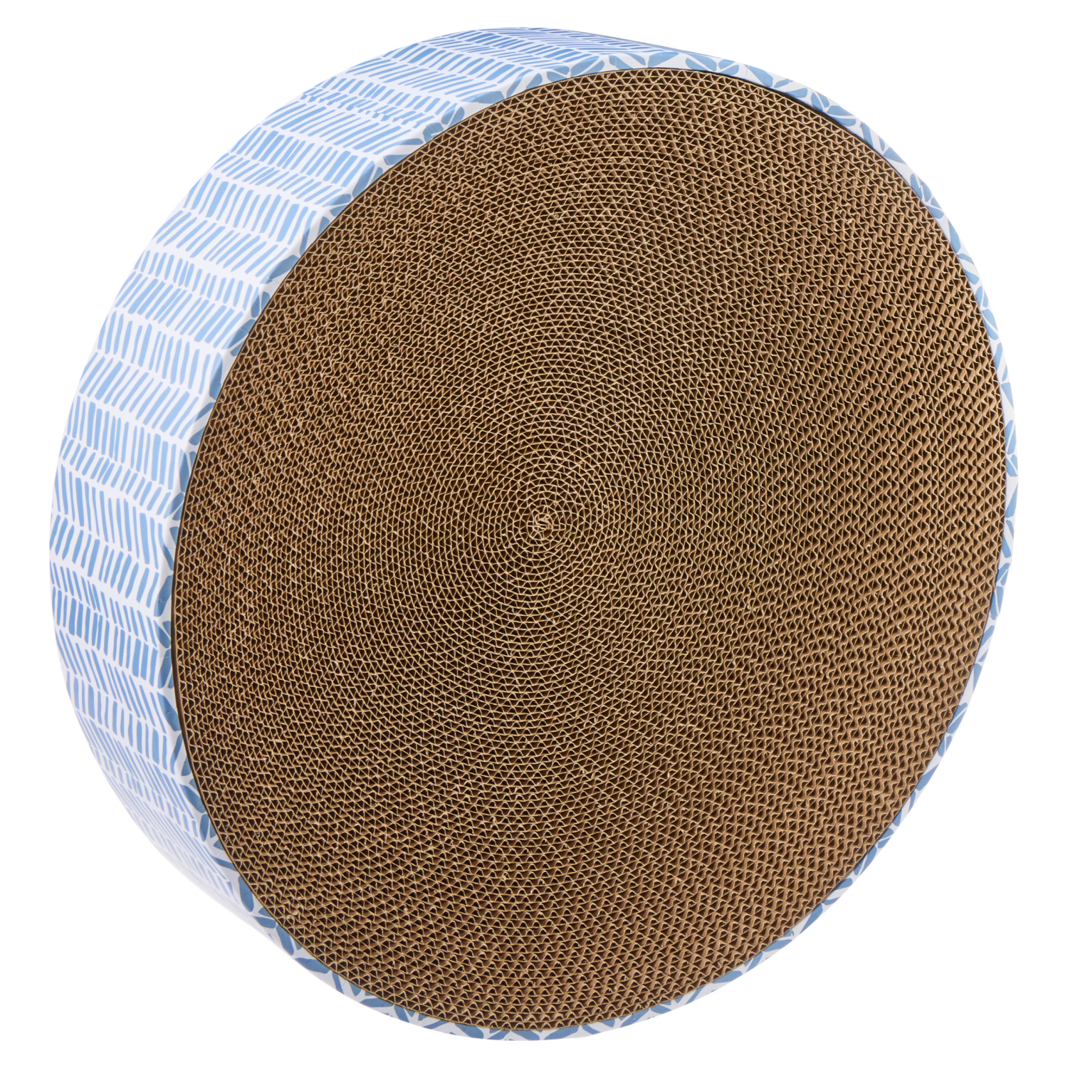 slide 2 of 3, Meijer Floral Round Scratcher Bed, 4.1 in x 15.6 in x 15.6 in, 1 pk, Blue, 1 ct